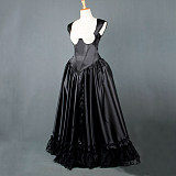 fondcosplay O Dress The Story Of O With Bra Black Satin nude breasted dress Cosplay Costume CD/TV[G836]