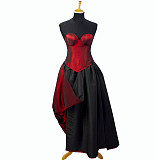 fondcosplay Gothic Lolita O Dress The Story Of O With Bra nude breasted dark red Taffeta sissy Maid Dress Custom-made[G746]