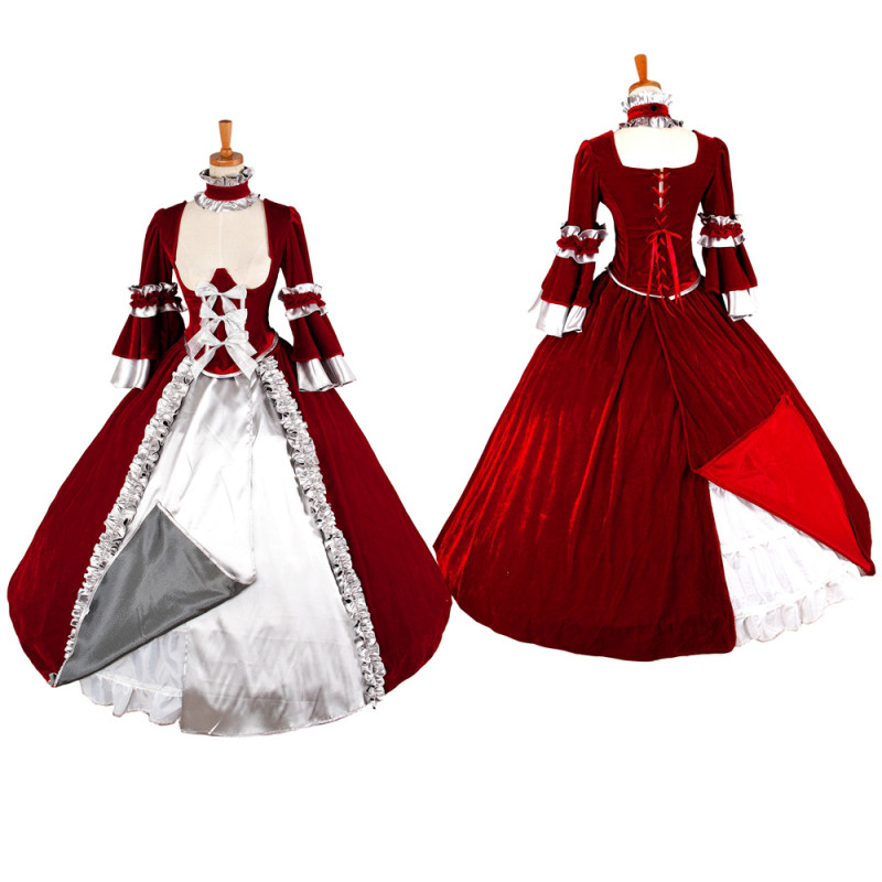 fondcosplay O Dress The Story Of O Bodice With Bra red velvet top Skirt Cosplay Costume CD/TV[G1329]
