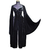 fondcosplay O Dress The Story Of O With Bra black Velvet Gothic Dress Cosplay Costume Custom-made[G561]