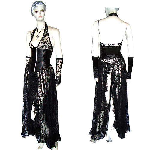 fondcosplay O Dress The Story Of O Black Lace Dress corset Cosplay Costume CD/TV[G355]