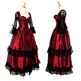 Burgundy Taffeta Gothic Ball Gown with Black Lace Sleeves – The Story Of O Series [G212]