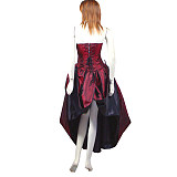 fondcosplay O Dress The Story Of O With Bra Dark red Tafetta jacket Open breast Dress Cosplay Costume CD/TV[G430]