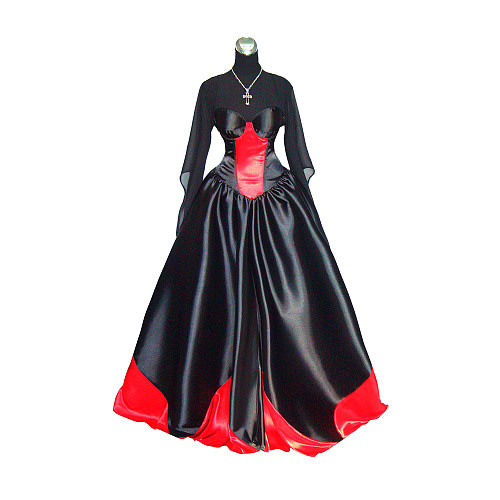 fondcosplay O Dress The Story Of O With Bra black red Satin Dress Cosplay Costume CD/TV[G361]