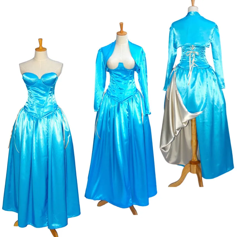 fondcosplay sissy maid Sexy O Dress the Story Of O With Bra blue Satin Dress Cosplay Costume Custom-made[G603]