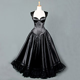 fondcosplay O Dress The Story Of O With Bra Black Satin nude breasted dress Cosplay Costume CD/TV[G836]