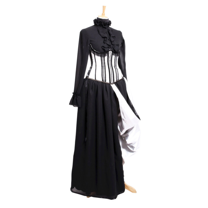 fondcosplay O Dress The Story Of O With Bra Chiffon black Cotton Dress Cosplay Costume CD/TV[G708]