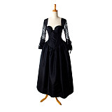 fondcosplay Sexy nude breasted Gothic Lolita O Dress The Story Of O With Bra Black Satin Maid Dress Taffeta Custom-made[G920]