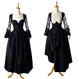 fondcosplay Sexy nude breasted Gothic Lolita O Dress The Story Of O With Bra Black Satin Maid Dress Taffeta Custom-made[G920]
