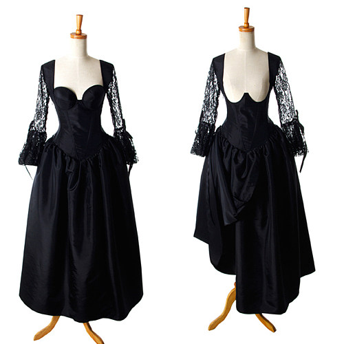 fondcosplay Sexy nude breasted Gothic Lolita O Dress The Story Of O With Bra Black Satin Maid Dress Taffeta Custom-made[G920]