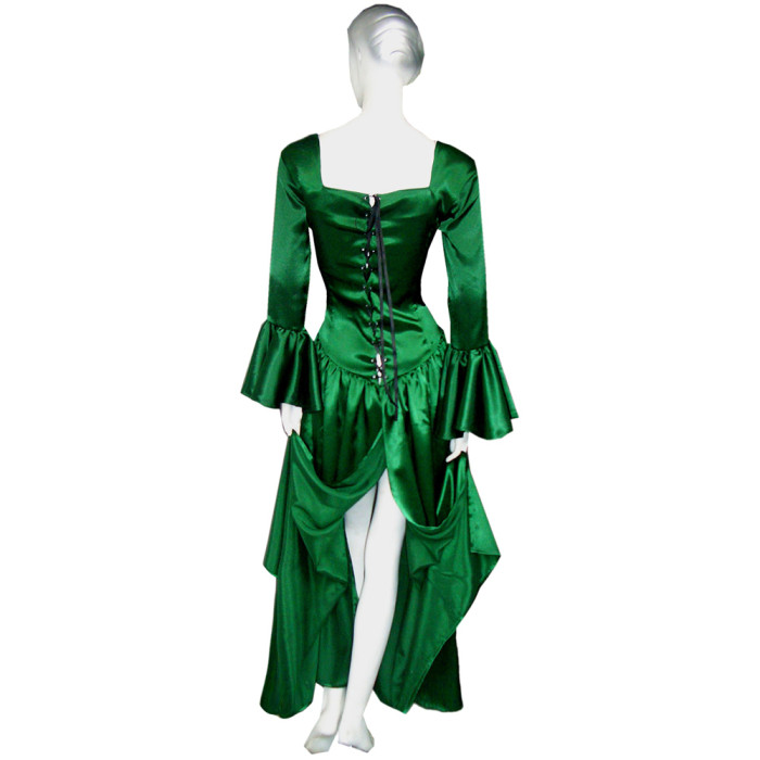 fondcosplay O dress the Story of O with bra nude breasted green Satin dress cosplay costume CD/TV[G240]