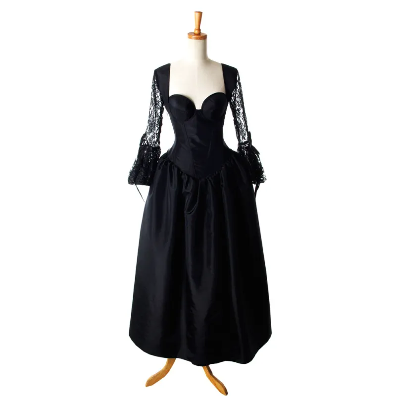 fondcosplay Sexy nude breasted Gothic Lolita O Dress The Story Of O With Bra Black Satin Maid Dress Taffeta Custom-made[G920]