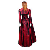 fondcosplay O Dress The Story Of O With Bra Dark red Tafetta jacket Open breast Dress Cosplay Costume CD/TV[G430]