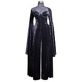 fondcosplay O Dress The Story Of O With Bra black Velvet Gothic Dress Cosplay Costume Custom-made[G561]