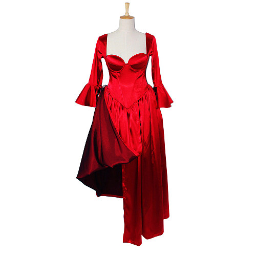 fondcosplay Sexy Gothic Lolita nude breasted O Dress The Story Of O With Bra red Satin Maid Dress Costume Custom-made[G610]