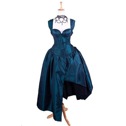 fondcosplay O Dress The Story Of O With Bra Gothic Punk Taffeta nude breasted Dress Cosplay Costume CD/TV[G1354]
