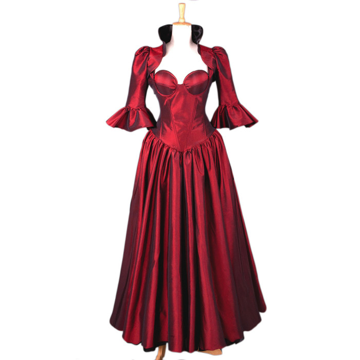 fondcosplay O Dress The Story Of O With Bra Gothic Punk dark red Taffeta Dress Cosplay Costume Tailor-Made[G156]