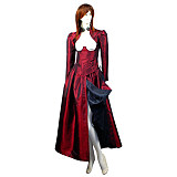 fondcosplay O Dress The Story Of O With Bra Dark red Tafetta jacket Open breast Dress Cosplay Costume CD/TV[G430]