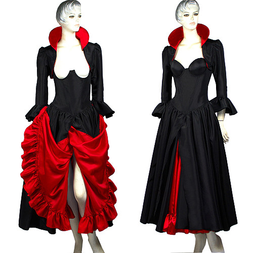 fondcosplay O Dress The Story Of O With Bra Gothic Punk Black Taffeta nude breasted Dress jackets Costume CD/TV[G298]