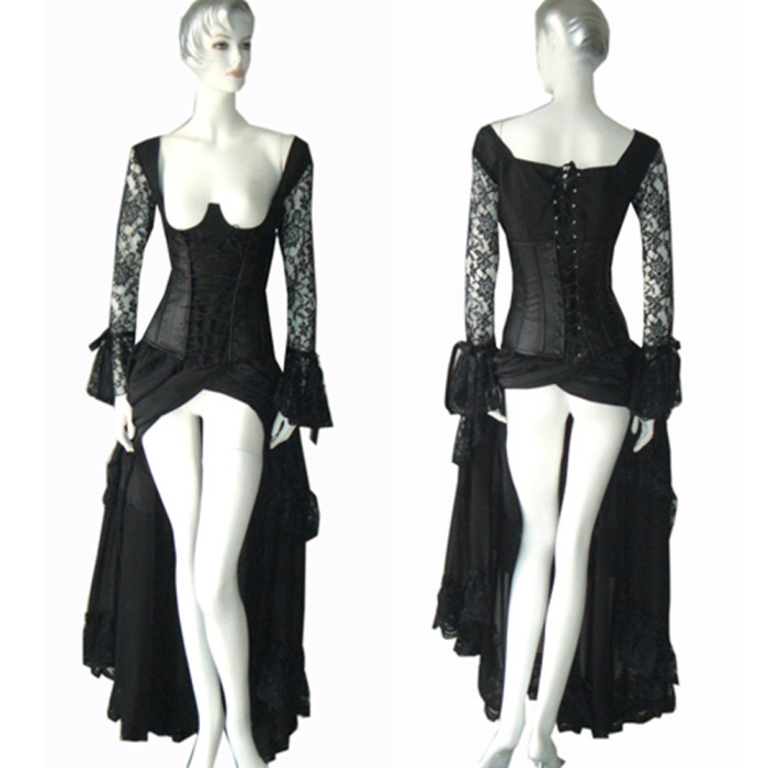 US$ 129.00 - fondcosplay O Dress The Story Of O With Bra Gothic Punk open  breast Black Taffeta Dress Cosplay Costume Custom-made[G147] 