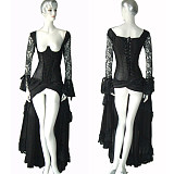 The Story of O Dress – Gothic Black Lace Corset Dress with Long Skirt | BDSM Cosplay Lingerie G147