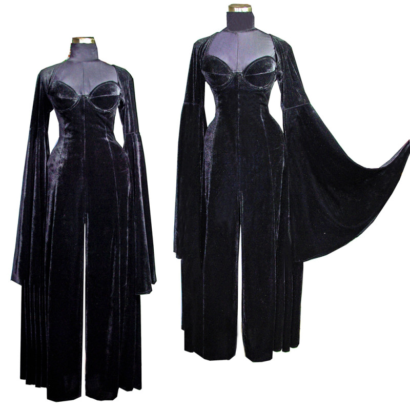 fondcosplay O Dress The Story Of O With Bra black Velvet Gothic Dress Cosplay Costume Custom-made[G561]
