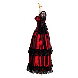 Burgundy Taffeta Gothic Ball Gown with Black Lace Sleeves – The Story Of O Series [G212]