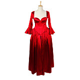 fondcosplay Sexy Gothic Lolita nude breasted O Dress The Story Of O With Bra red Satin Maid Dress Costume Custom-made[G610]