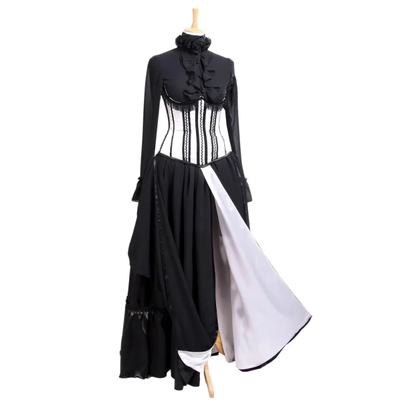 fondcosplay O Dress The Story Of O With Bra Chiffon black Cotton Dress Cosplay Costume CD/TV[G708]