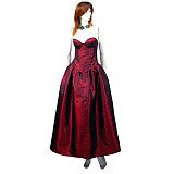 fondcosplay O Dress The Story Of O With Bra Dark red Tafetta jacket Open breast Dress Cosplay Costume CD/TV[G430]