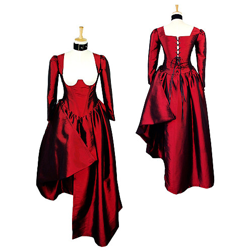 fondcosplay Sexy Gothic Lolita O Dress The Story Of O With Bra red Taffeta Maid Dress nude breasted Costume Custom-made[G606]