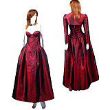 fondcosplay O Dress The Story Of O With Bra Dark red Tafetta jacket Open breast Dress Cosplay Costume CD/TV[G430]