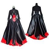 fondcosplay O Dress The Story Of O With Bra black red Satin Dress Cosplay Costume CD/TV[G361]