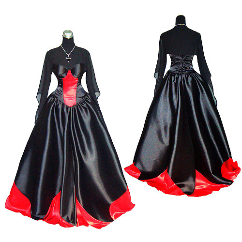 fondcosplay O Dress The Story Of O With Bra black red Satin Dress Cosplay Costume CD/TV[G361]