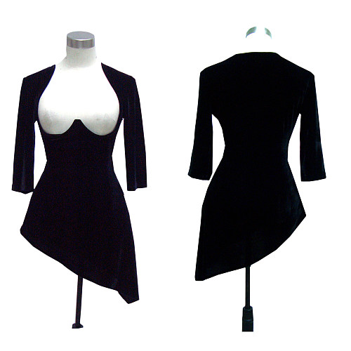 fondcosplay O Dress The Story Of O Black Velvet nude breasted Dress Cosplay Costume CD/TV[G264]