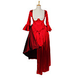 fondcosplay Sexy Gothic Lolita nude breasted O Dress The Story Of O With Bra red Satin Maid Dress Costume Custom-made[G610]