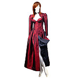 fondcosplay O Dress The Story Of O With Bra Dark red Tafetta jacket Open breast Dress Cosplay Costume CD/TV[G430]