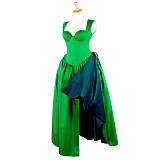 fondcosplay O Dress The Story Of O With Bra Green Taffeta Dress nude breasted Cosplay Costume CD/TV[G743]