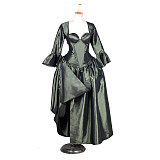 fondcosplay O dress the Story of O with bra nude breasted Army Green taffeta dress cosplay costume CD/TV[G1761]