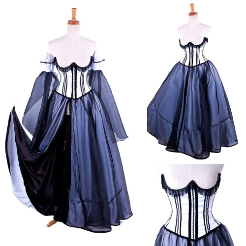 fondcosplay O dress the Story of O breast satin black chiffon dress cosplay costume CD/TV[G1485]
