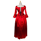 fondcosplay Sexy Gothic Lolita nude breasted O Dress The Story Of O With Bra red Satin Maid Dress Costume Custom-made[G610]