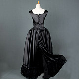 fondcosplay O Dress The Story Of O With Bra Black Satin nude breasted dress Cosplay Costume CD/TV[G836]