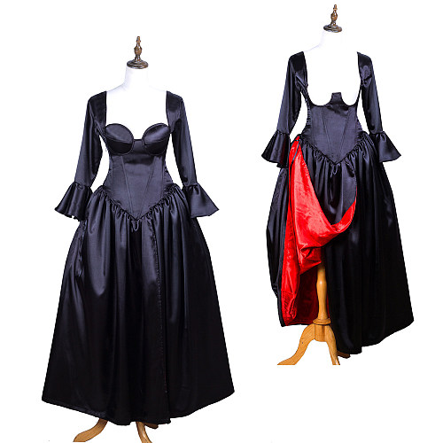 fondcosplay O dress the Story of O with bra nude breasted black Satin dress cosplay costume CD/TV[G3718]