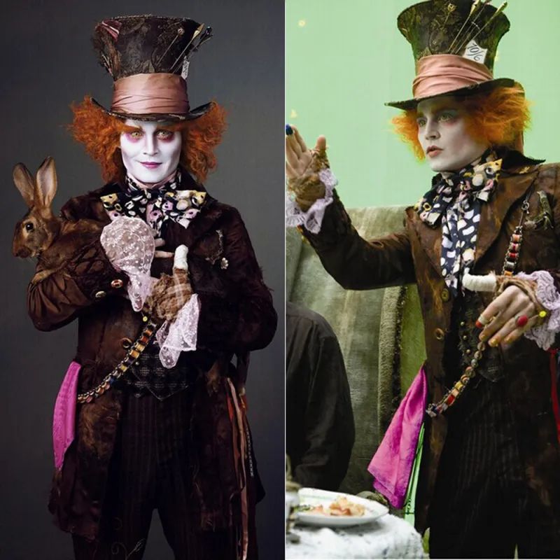 Alice In Wonderland The Mad Hatter Johnny Depp Moive Cosplay Costume Tailor-Made[G1475]