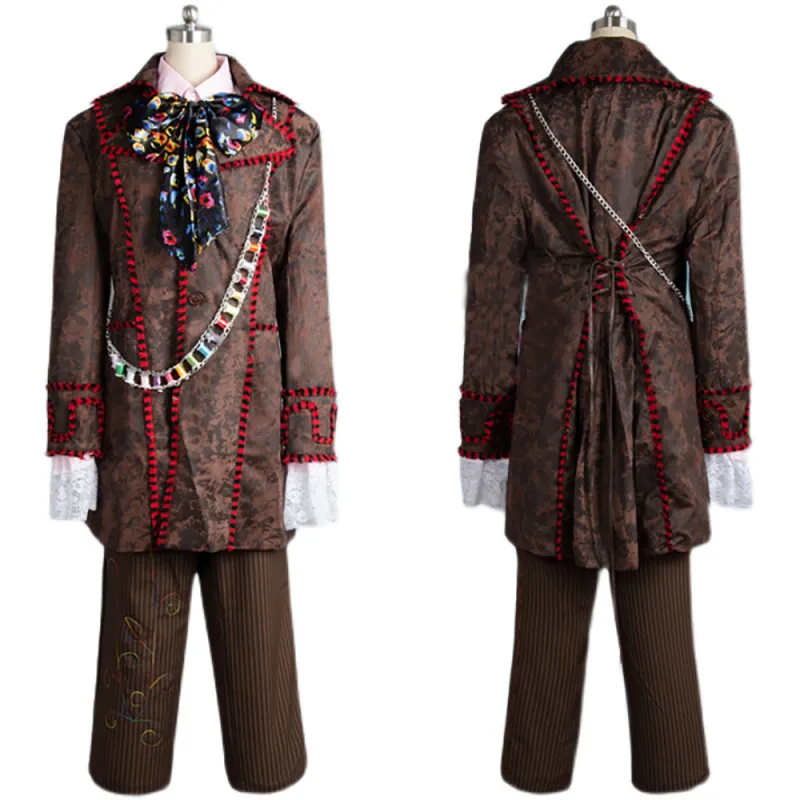 Alice In Wonderland The Mad Hatter Johnny Depp Moive Cosplay Costume Tailor-Made[G1475]