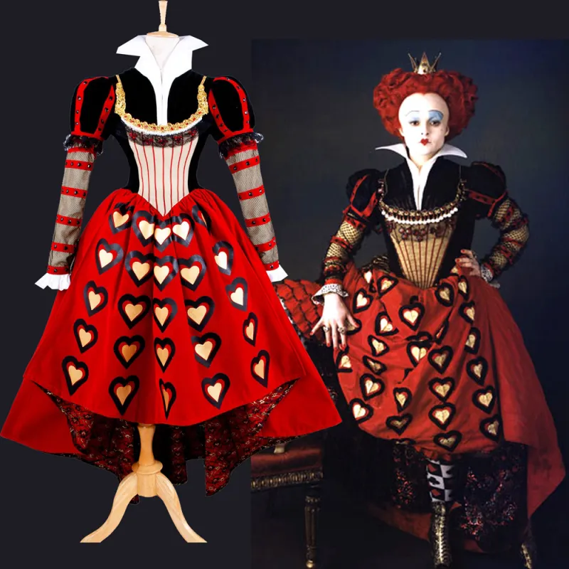 Alice In Wonderland-The Red Queen Dress Tim Burton Moive Cosplay Costume Tailor-Made [G1400]