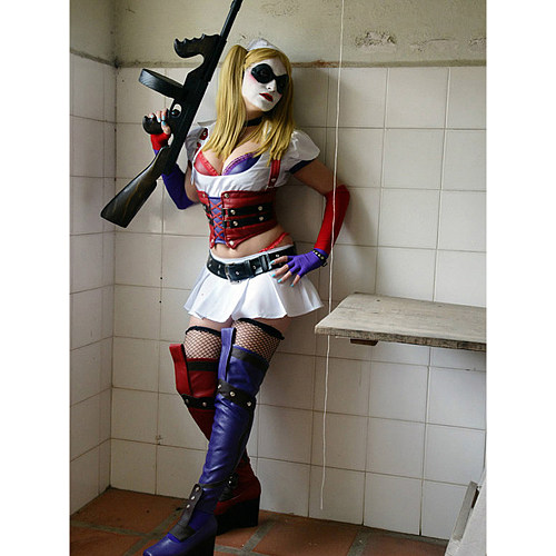 Batman: Arkham Asylum - Game Of The Year Edition-Harley Quinn Outfit Game Costume Tailor-Made[G944]