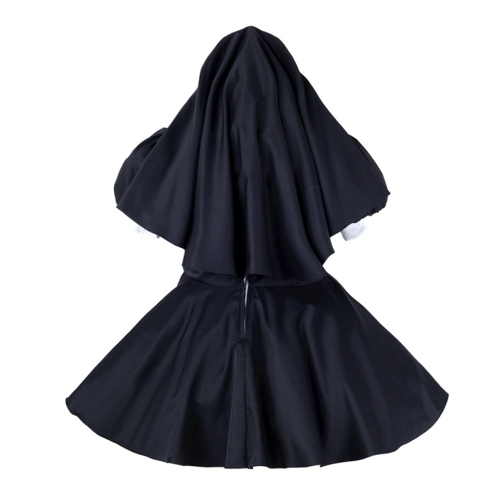 fondcosplay adult sexy cross dressing sissy maid black cotton nun dress lockable Uniform headpiece costume CD/TV[G2236]