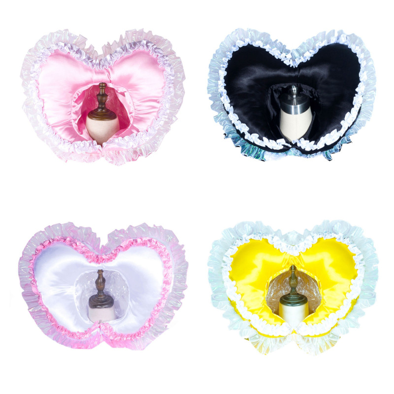 Colorful Satin/PVC Heart-Shaped Lace Sissy Maid Headpieces Collection B002