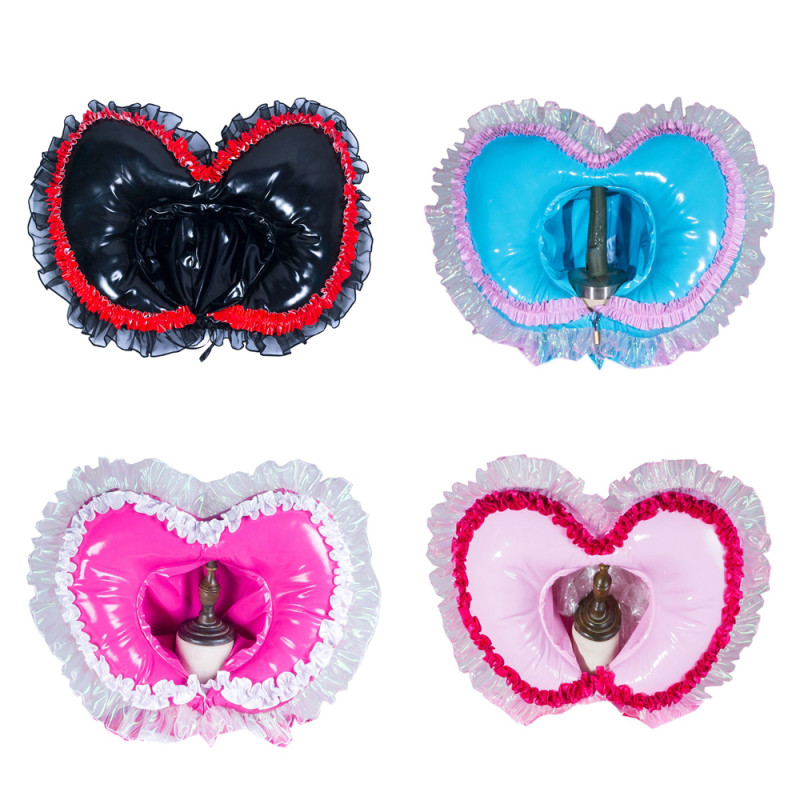 Colorful Satin/PVC Heart-Shaped Lace Sissy Maid Headpieces Collection B002